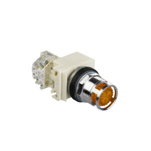 Pulsador Luminoso metalico con retorno amarillo 220VAC/DC NA+NC
