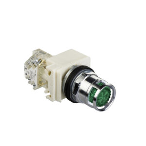 Pulsador Luminoso metalico con retorno verde 220VAC/DC NA+NC