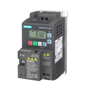 Kit de iniciación SINAMICS V20 compuesto por SINAMICS V20 potencia nominal 0,37 kW con sobrecarga del 150 % durante 60 s 200-240 V 1 AC –10/+10% 47-63 Hz filtro integrado C1 interfaz E/S: 4 DI, 2 DO, 2 AI, 1 AO bus de campo: USS/Modbus RTU con BOP incorporado - SIEMENS